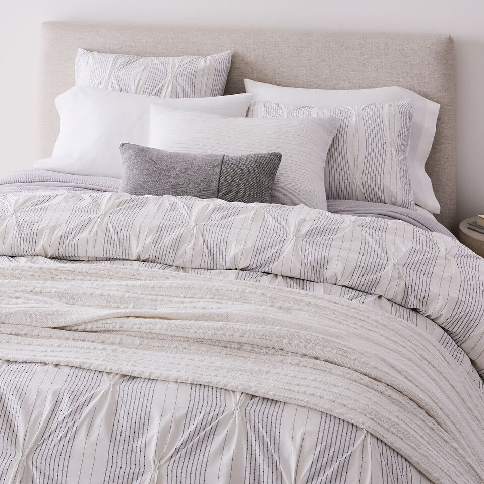 Organic Cotton Striped Pintuck Duvet Cover & Shams West Elm Australia